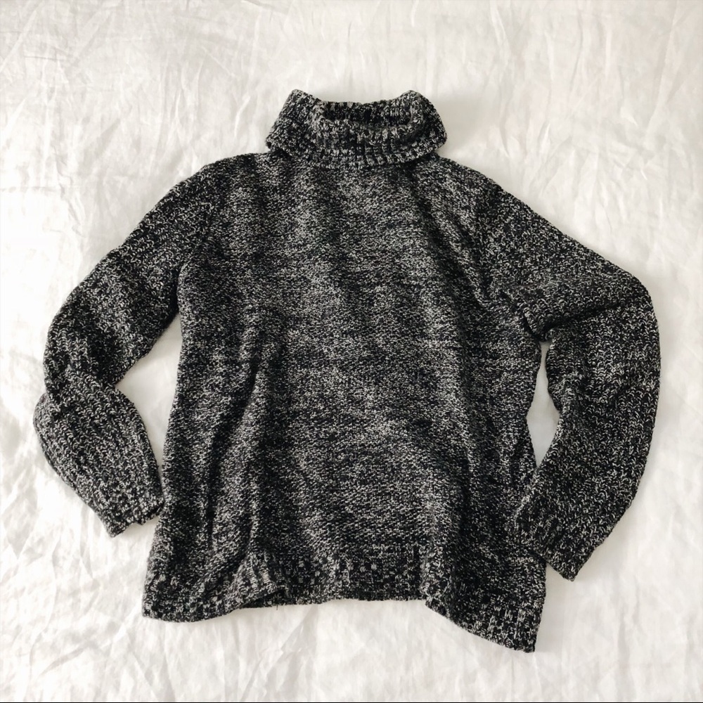 Black speckled turtleneck sweater